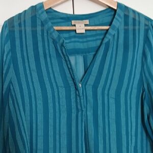Lucky Brand Teal Striped Blouse
